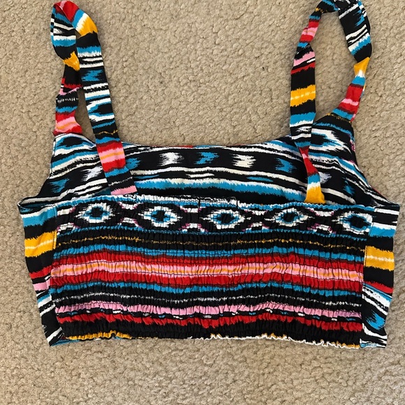 Forever 21 Women’s Bandeau Bohemian Colorful Striped Women's Top Small - Picture 3 of 4